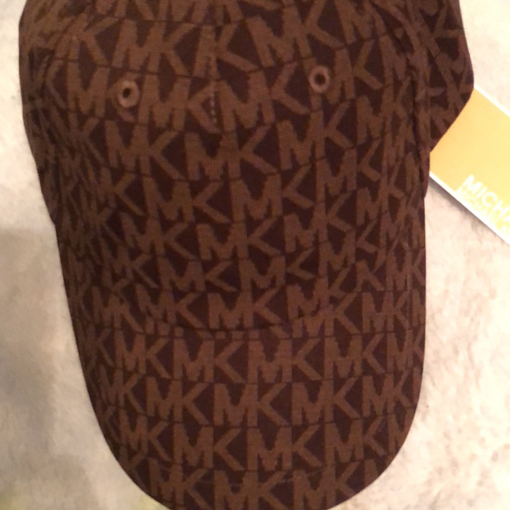 Michael Kors Brown 100% Cotton MK Monogram Adjustable Baseball Cap OS NWT - Picture 13 of 15